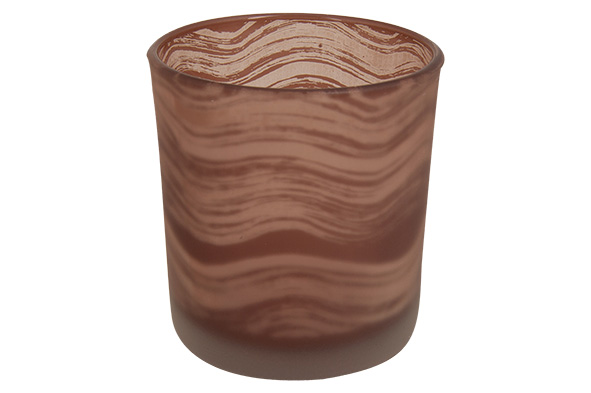 Cosy@Home Theelichthouder Golven Glas Roze - 7x8 cm