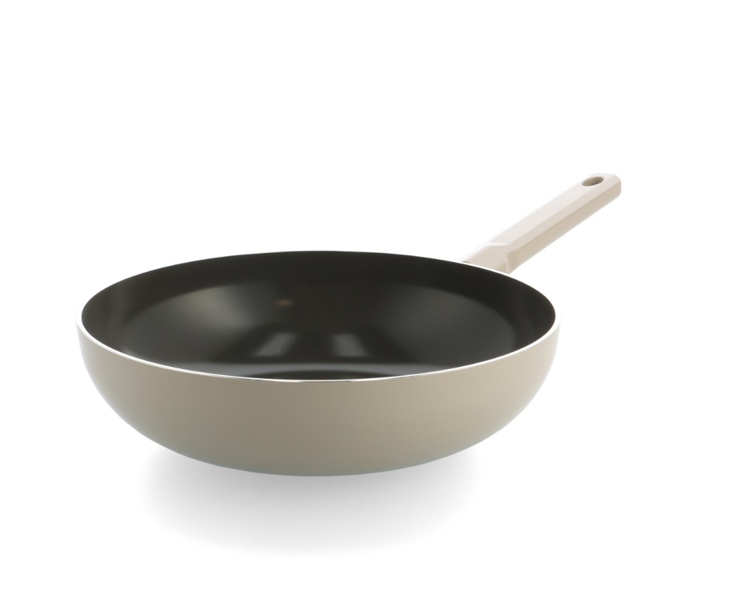 GreenChef Wokpan Tones Taupe 28cm - Keramische Antikleef - 100% Recycled Aluminium - alle Vuren