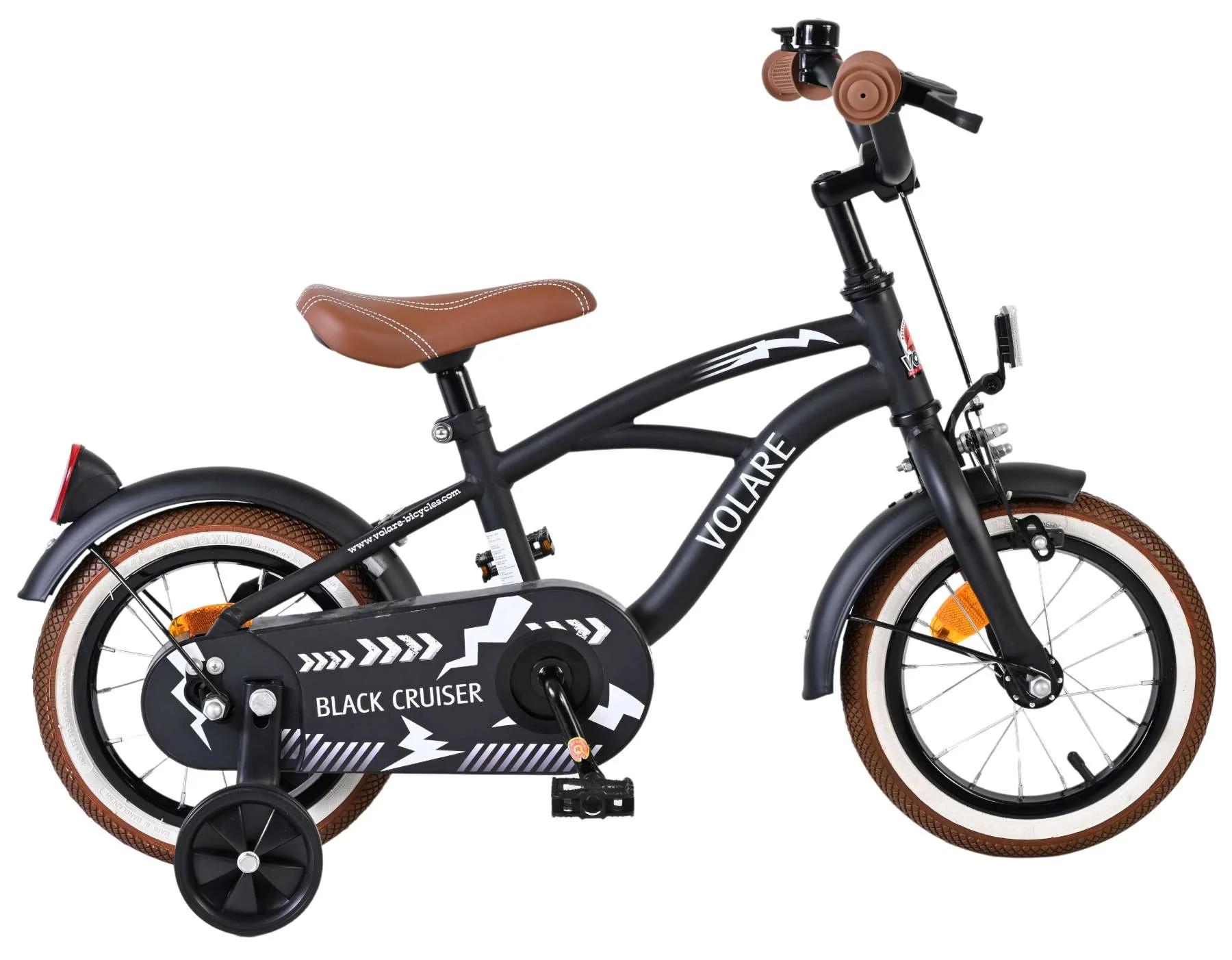 Volare Black Cruiser Kinderfiets Zwart Handrem+Terugtraprem 12 inch