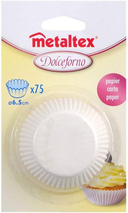 Metaltex Papieren Cakevormpjes voor Cupcakes Wit 60 stuks - 6.5cm - FSC Certified