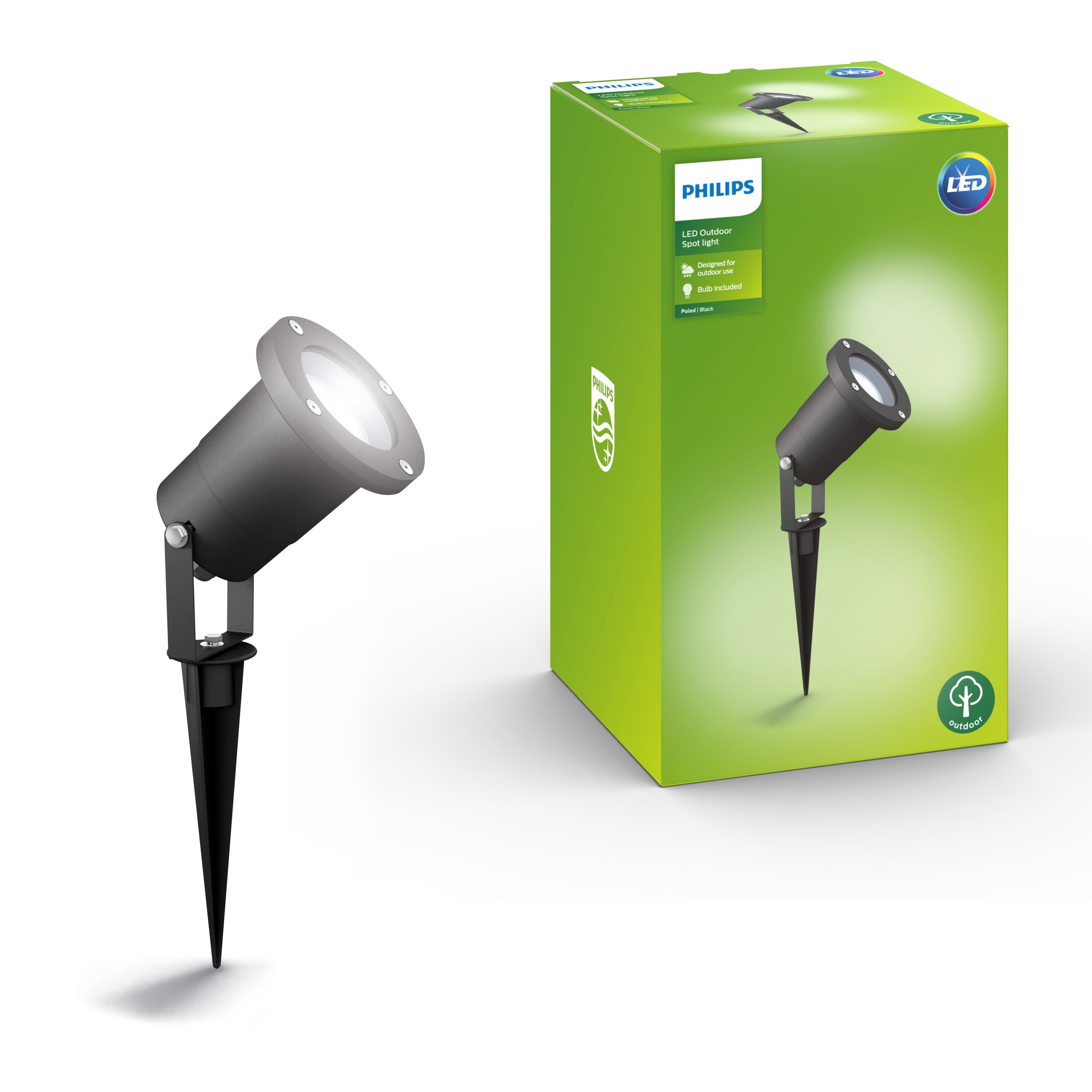 Philips Grondspot Piek Puled Zwart Geintegreerd 5W IP44 Outdoor