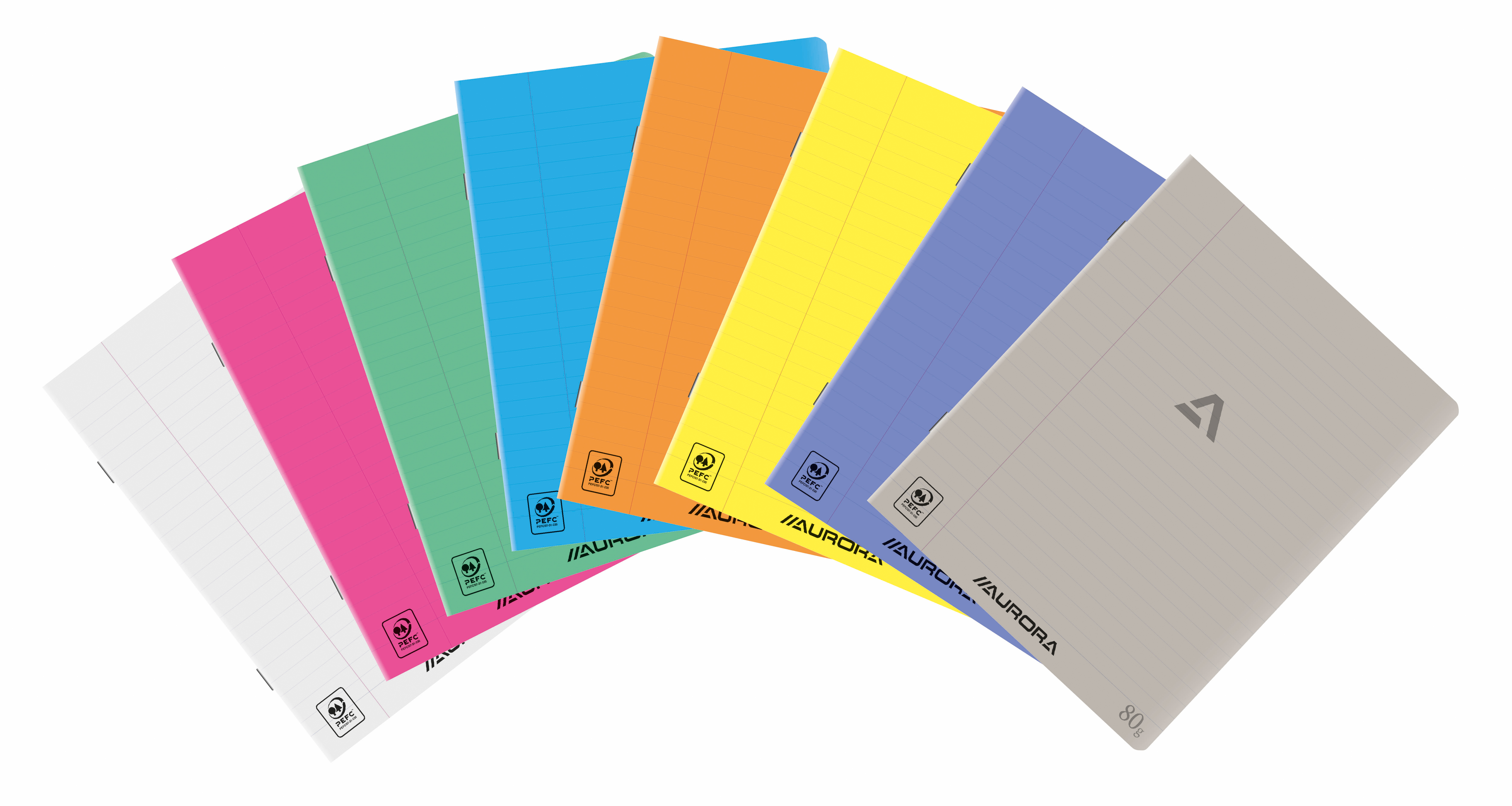 Aurora Schrift Gelijnd 8 mm Rode Kantlijn PP Transparant 72 pag. - 80 g assorti 165x210 mm - prijs per stuk