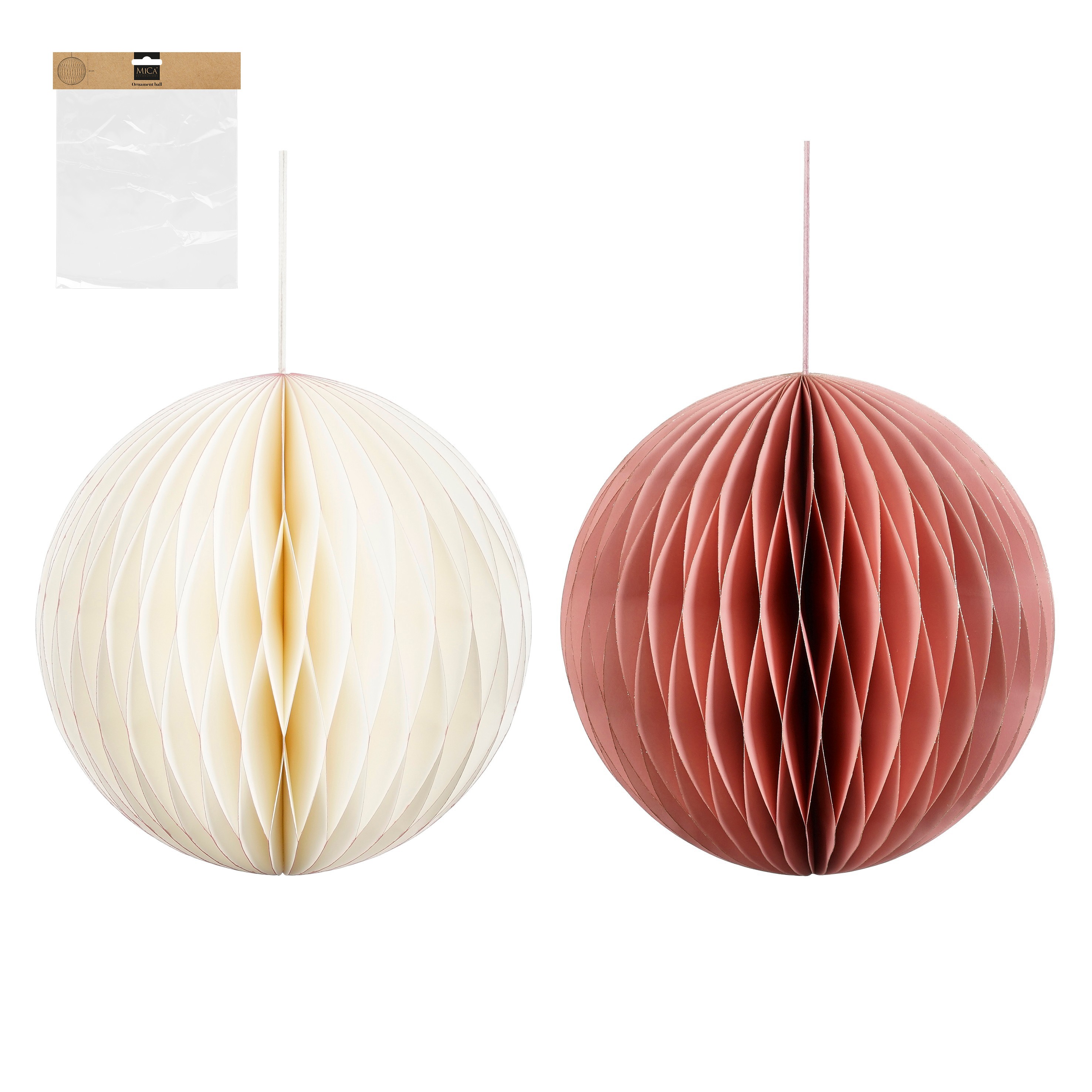 Boomhanger Mica Bal 25cm - Papier - assorti - prijs per stuk