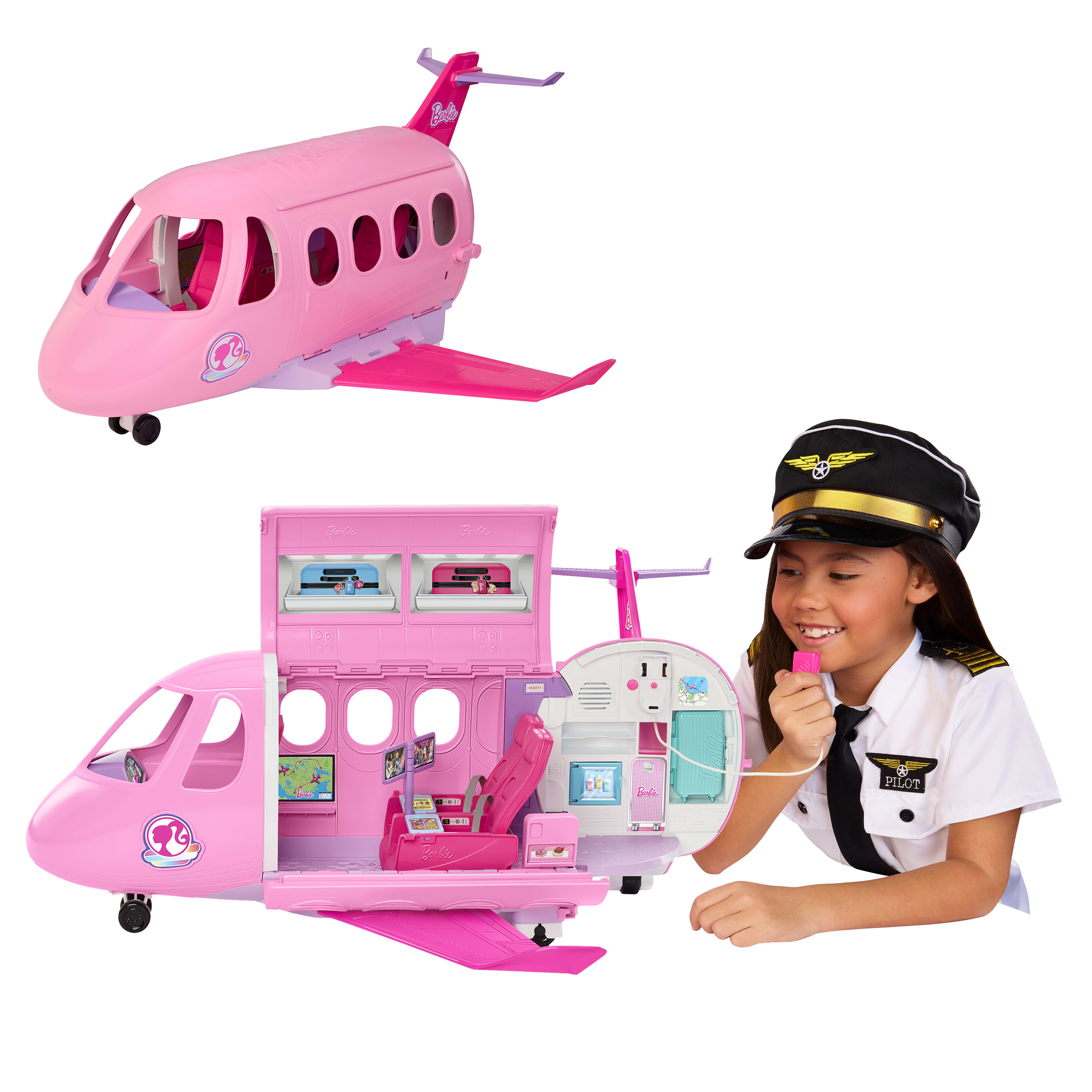 Barbie Dream Plane, Droomvliegtuig met werkende microfoon en 14 accessoires