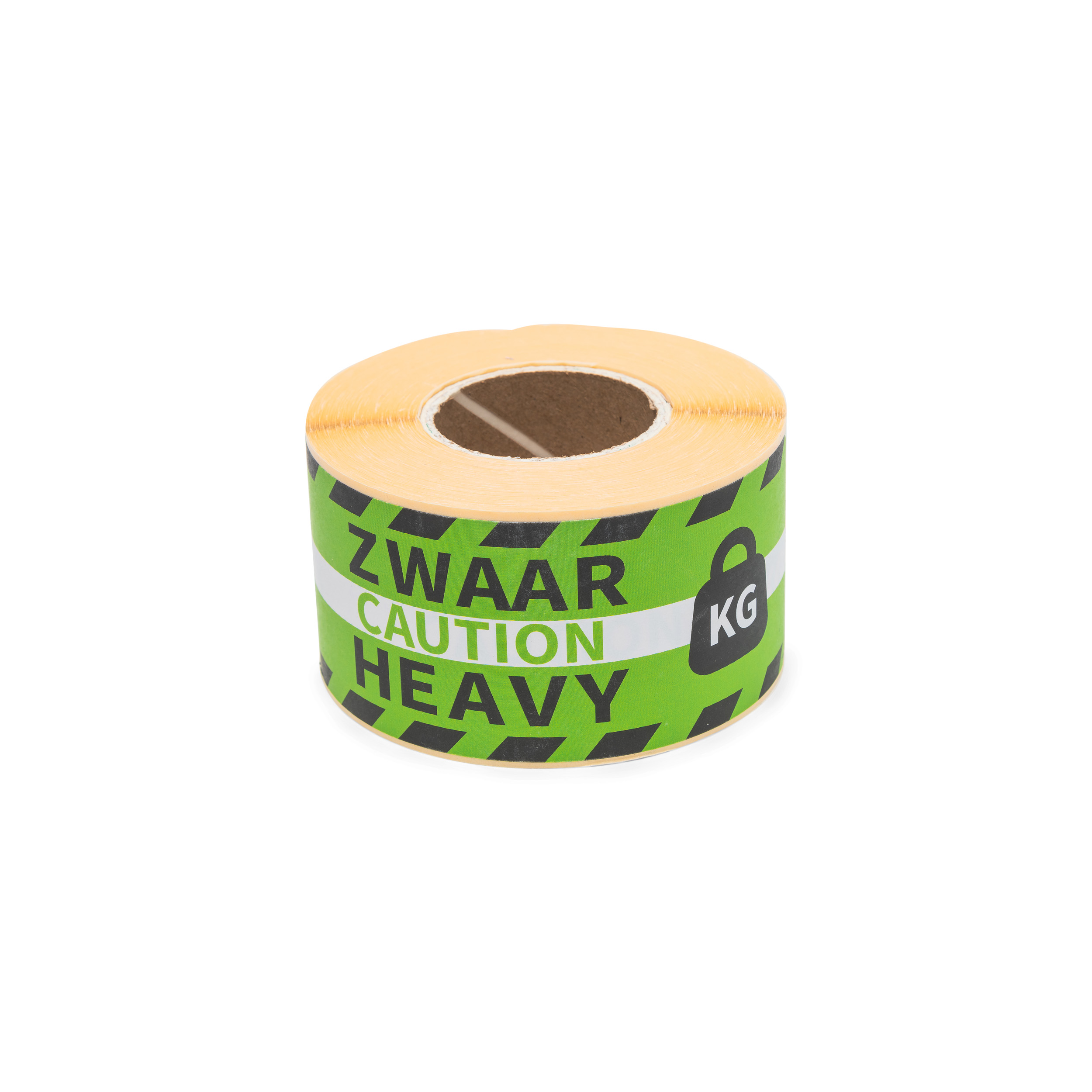 Raadhuis Gevaaretiket Groen - 250 stuks Zwaar-Caution Heavy - 46x12.5 cm - Rol