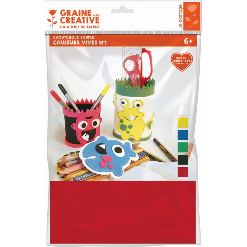 Rubber Vel felle Kleuren 6 stuks