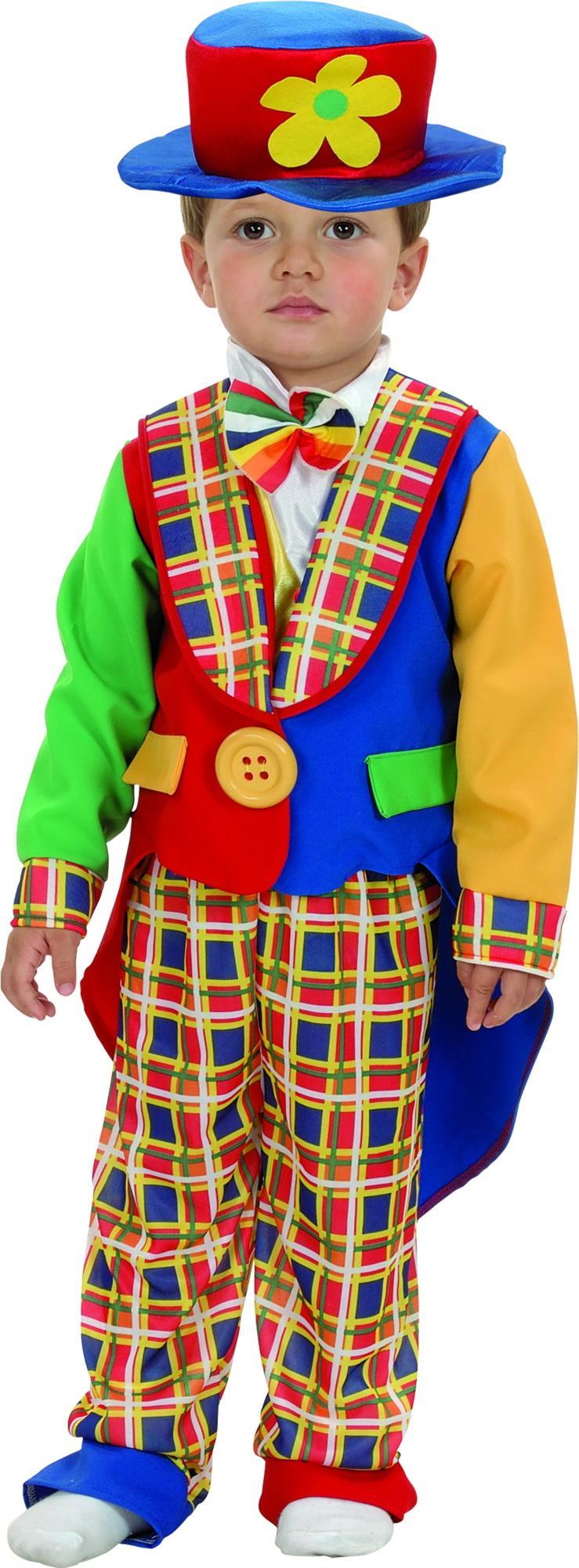 Kostuum Clown met strik en hoed, Maat 110