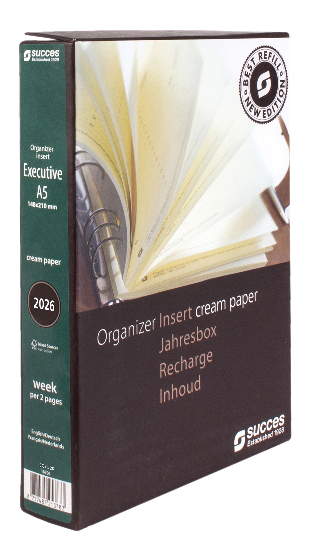 Succes Agenda Inhoud 2026 A5 Executive 1week/2pag Internationaal Creme