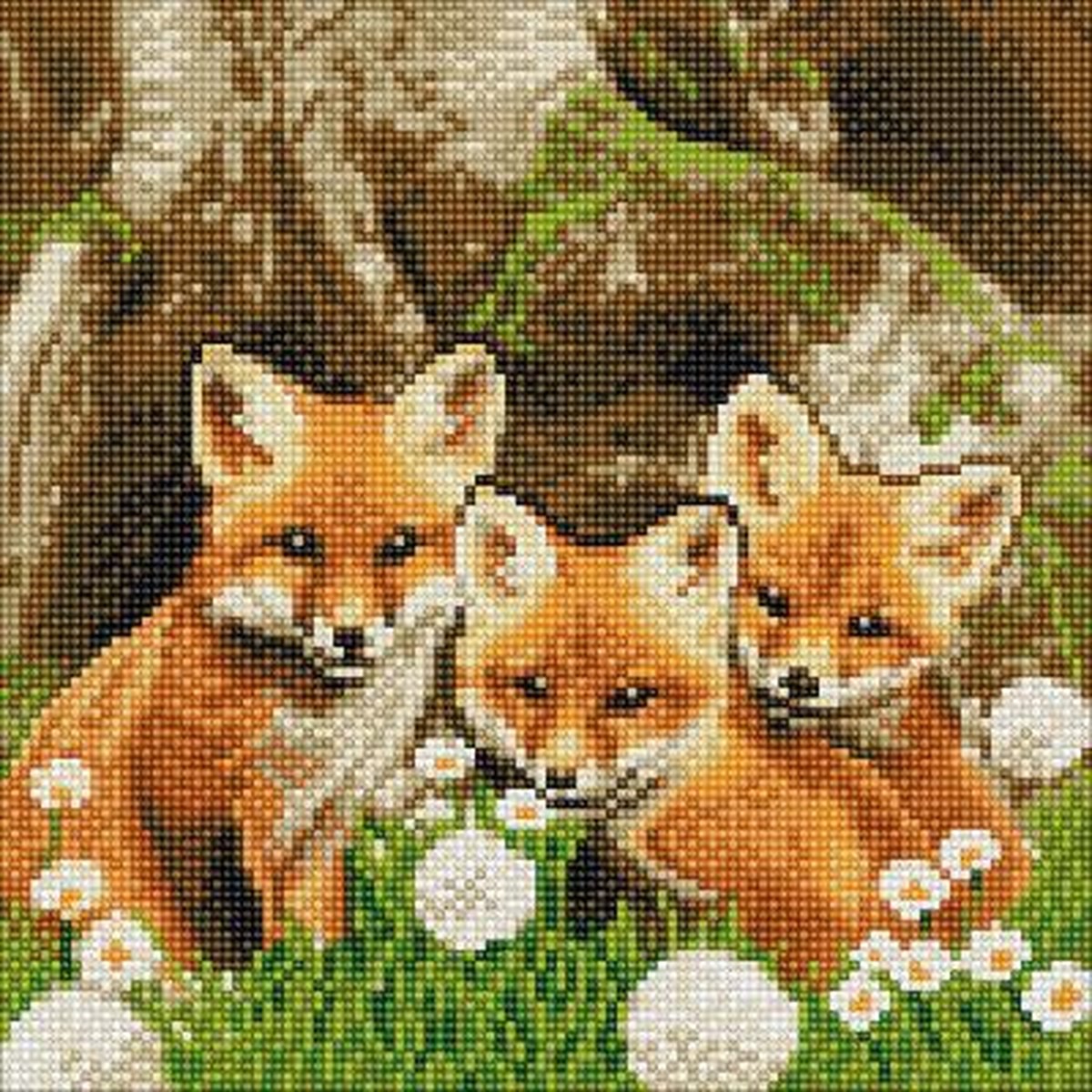 Crystal Art Framed Canvas Kit 30 x 30 cm - Fox Cubs