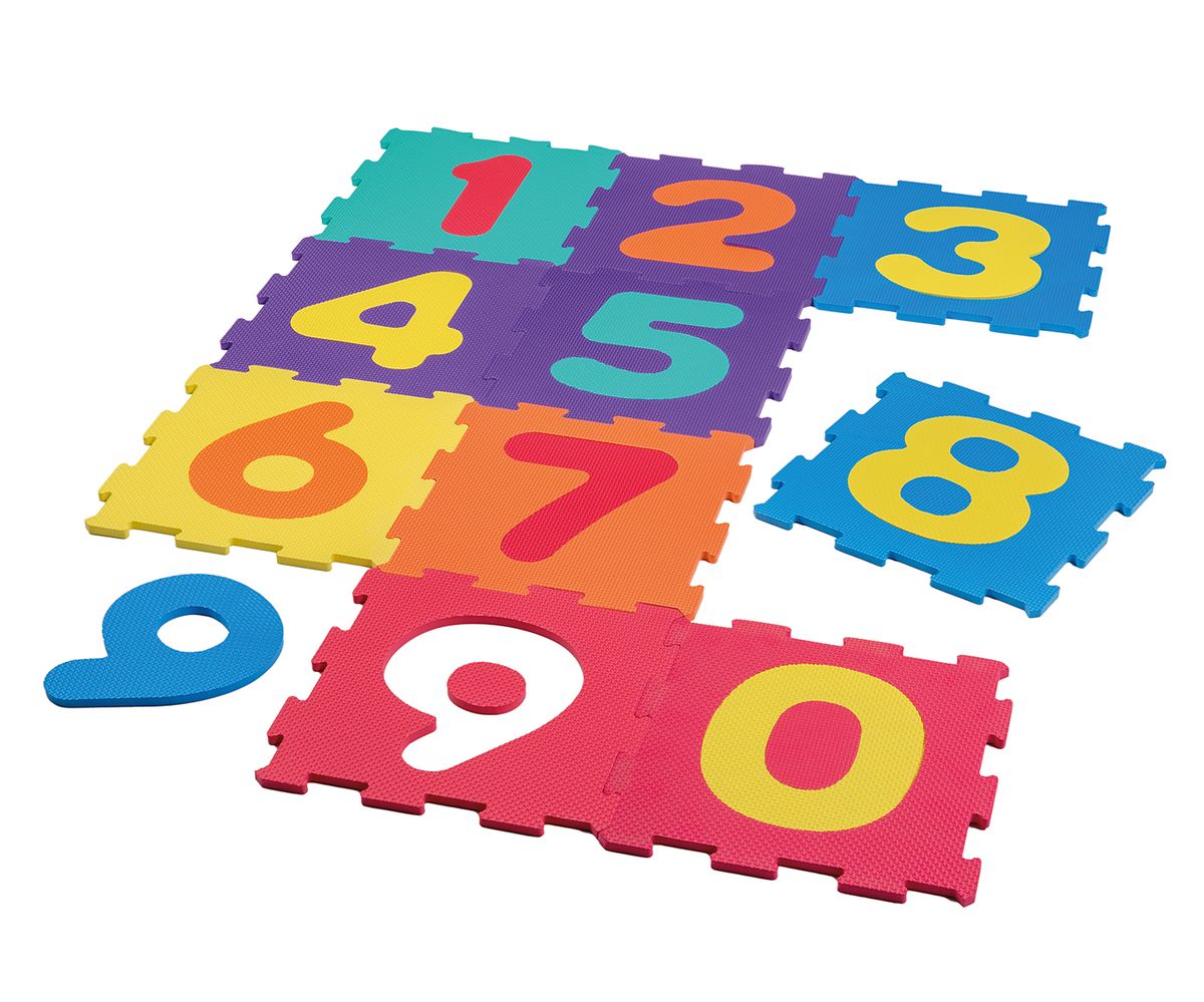 Vloerpuzzel Soft 31 x 31 cm, 10 delig, cijfers, 1 cm dik, puzzelmat, vloertegel