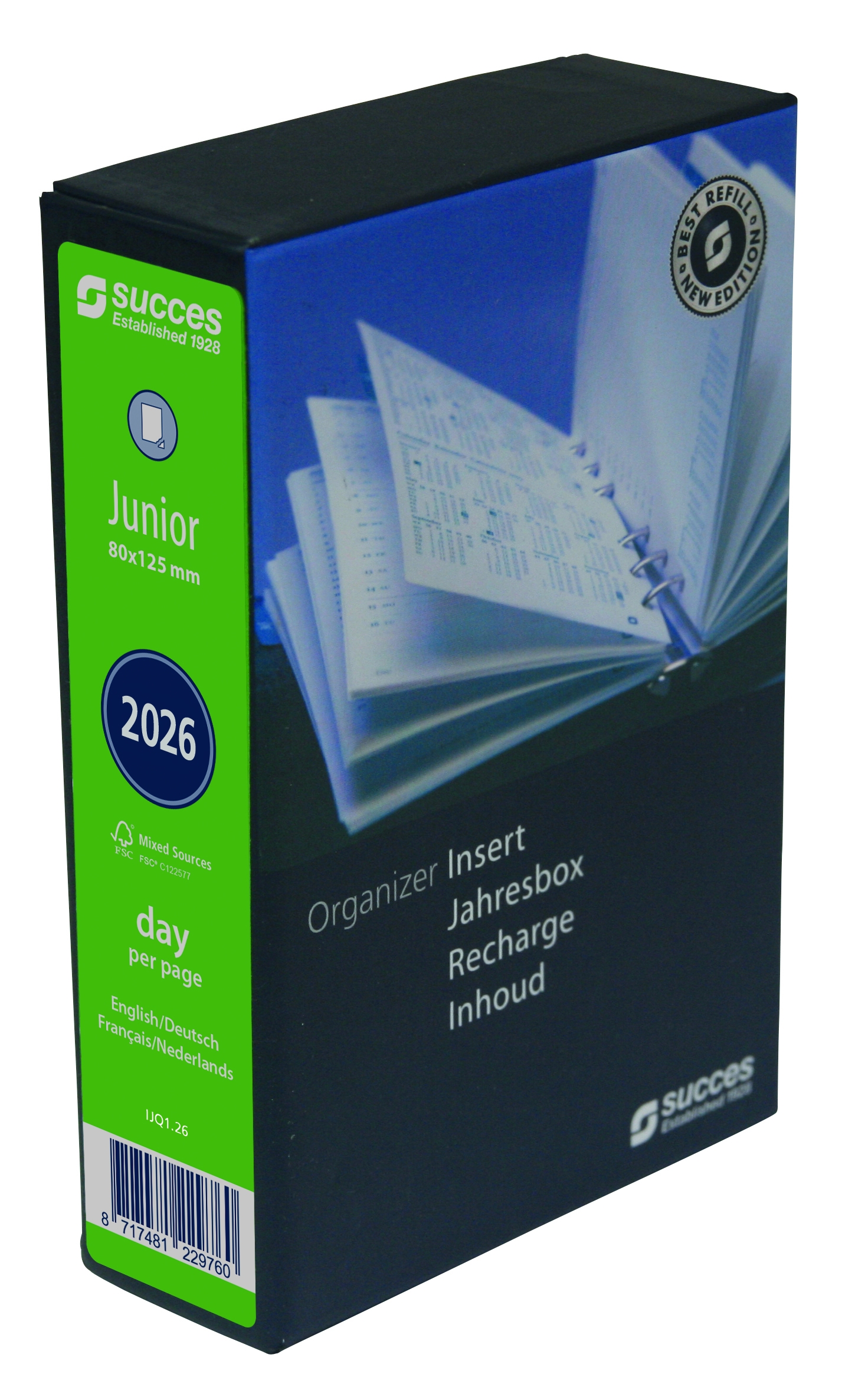 Succes Agenda Inhoud 2026 Junior 1dag/pag Internationaal Wit