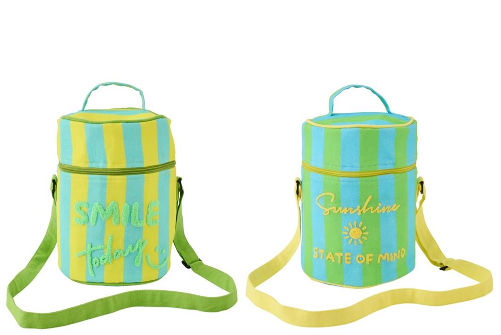 J-Line Lunchtas Sunshine/Lach 17x25 cm - Katoen - Gestreept - assorti - prijs per stuk