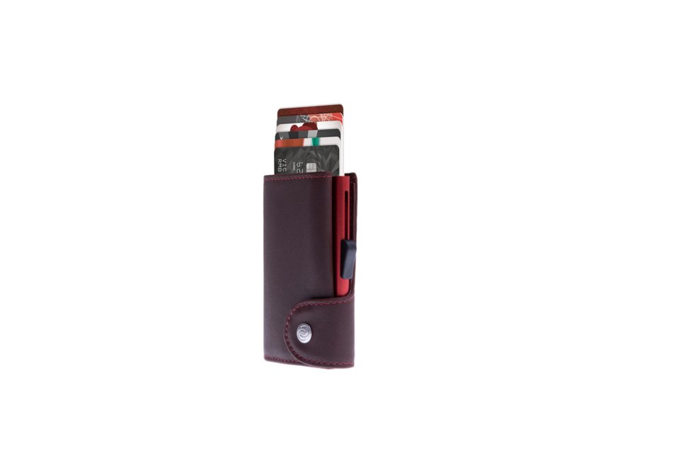 C-Secure Kaarthouder/Portefeuille Leder 4-7 Kaarten - Auburn with Corel Red
