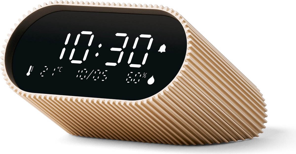 Lexon Alarmklok Ray Vivid Gold - 9x7.4x4.4 cm - LCD - Oplaadbaar met USB-C