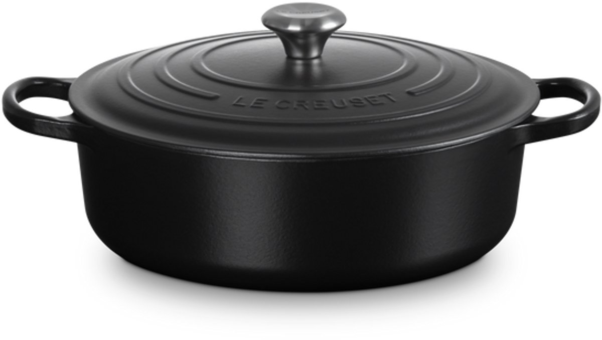 Le Creuset Braad-/Stoofpan Signature 6.2l - Mat Zwart - 30cm Laag Rond 