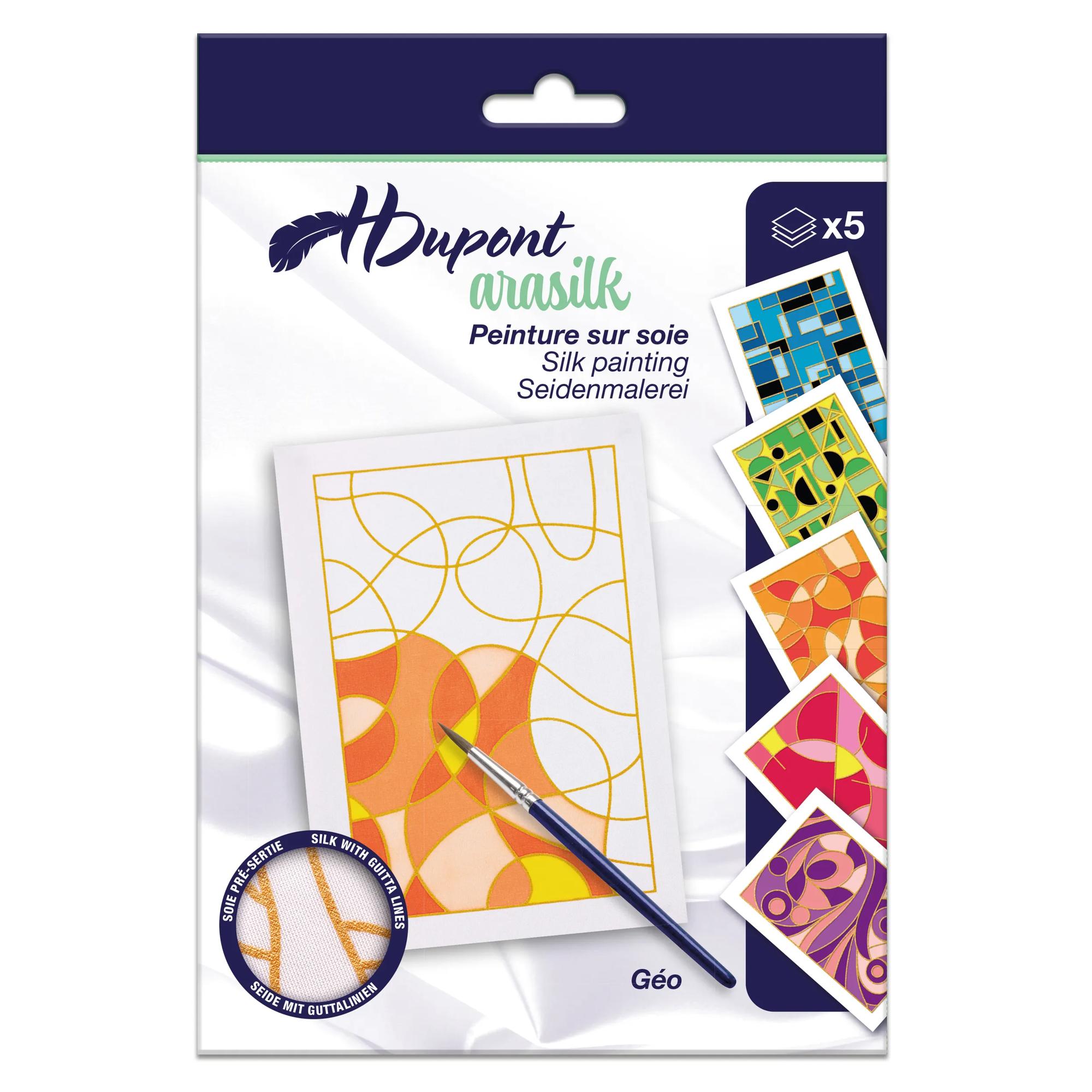 H Dupont Schilderkaarten Geometrisch 5 stuks met Penseel