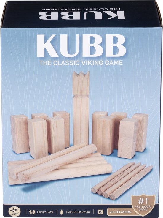 Kubb Basic Dennenhout met Koning 25 cm 4.5x4.5 cm