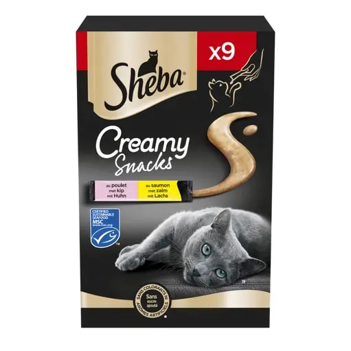 Sheba C&T Creamy Snacks Kip & Zalm 9x 12 g