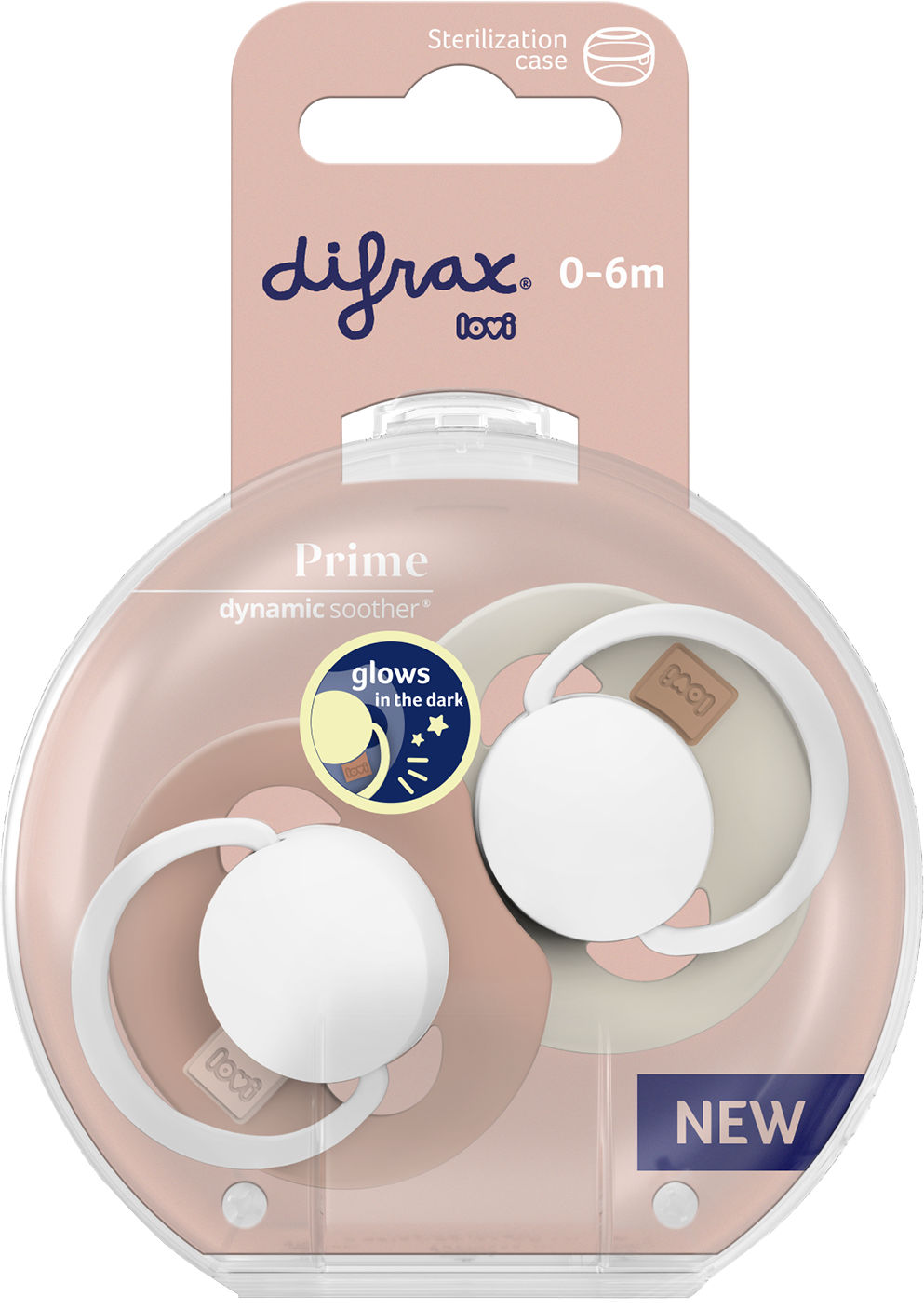 Difrax Fopspeen Dynamic 0-6 m Prime Glow Ivory - 2 stuks
