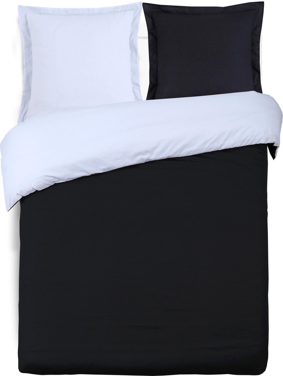 Vision Dekbedovertrek Katoen Uni Bicolor 260x240 cm - Zwart-Wit