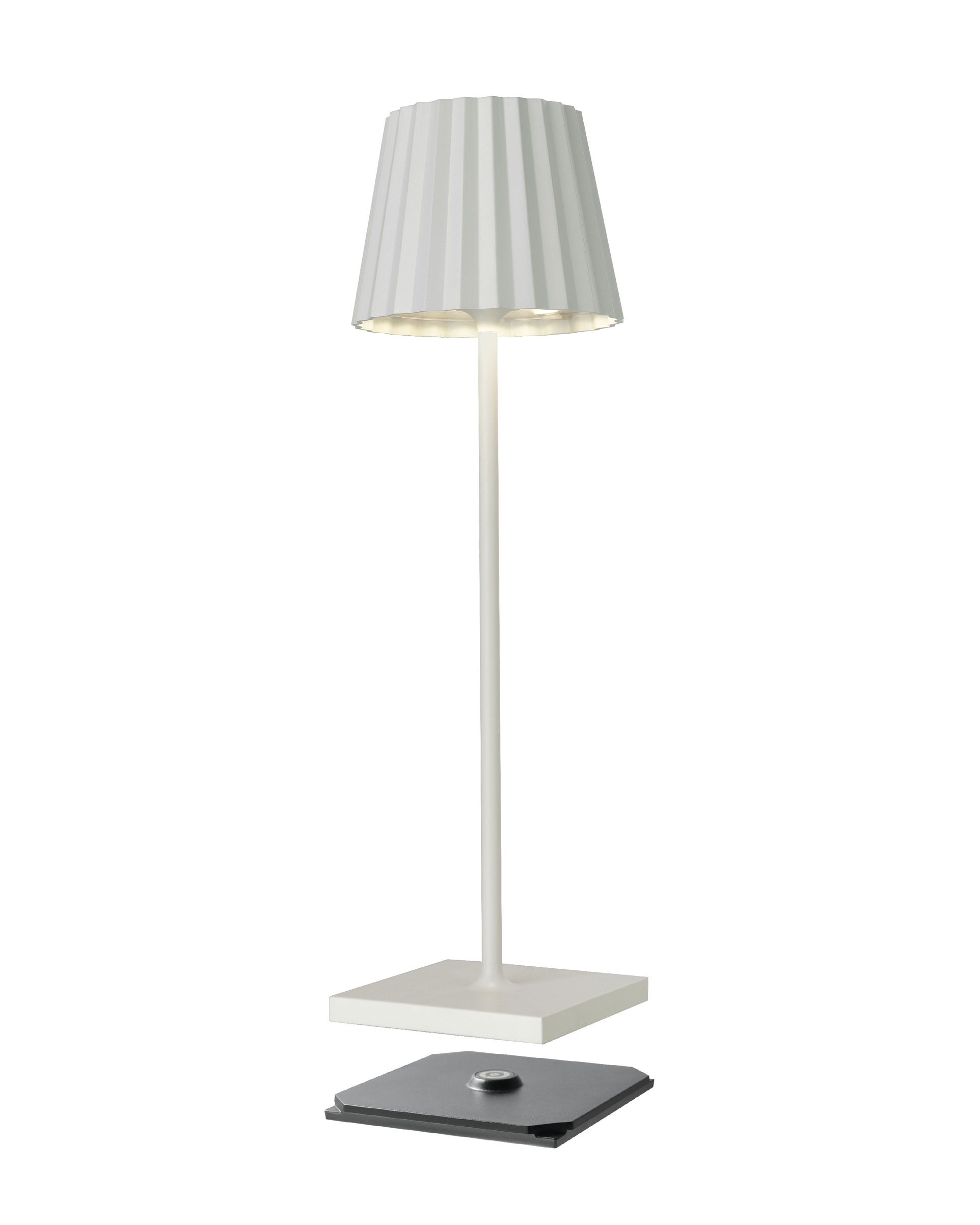 Sompex LED Tafellamp Troll RC White - 11x38 cm - Aluminium - met Afstandsbediening - incl. Oplaadstation - voor Binnen en Buiten