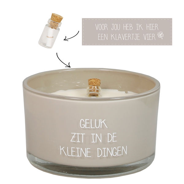 My Flame Geurkaars Geluk 9x5 cm - Bio Sojawas met Flesje - Fig's Delight - 35 Branduren - ism Amnesty International