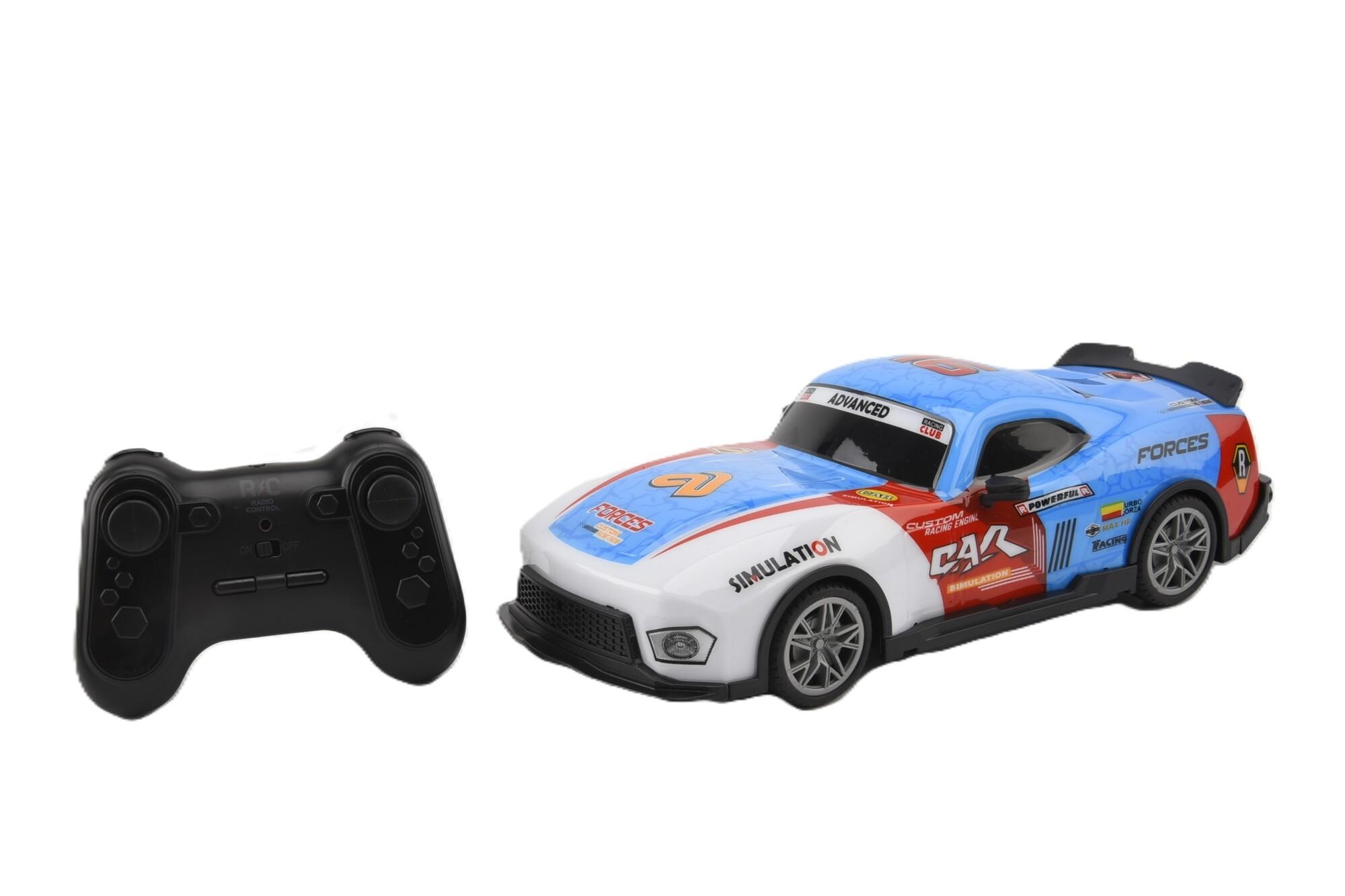 Lightning Racing Car R/C 2.4 Ghz, 27 cm  met licht - blauw/wit
