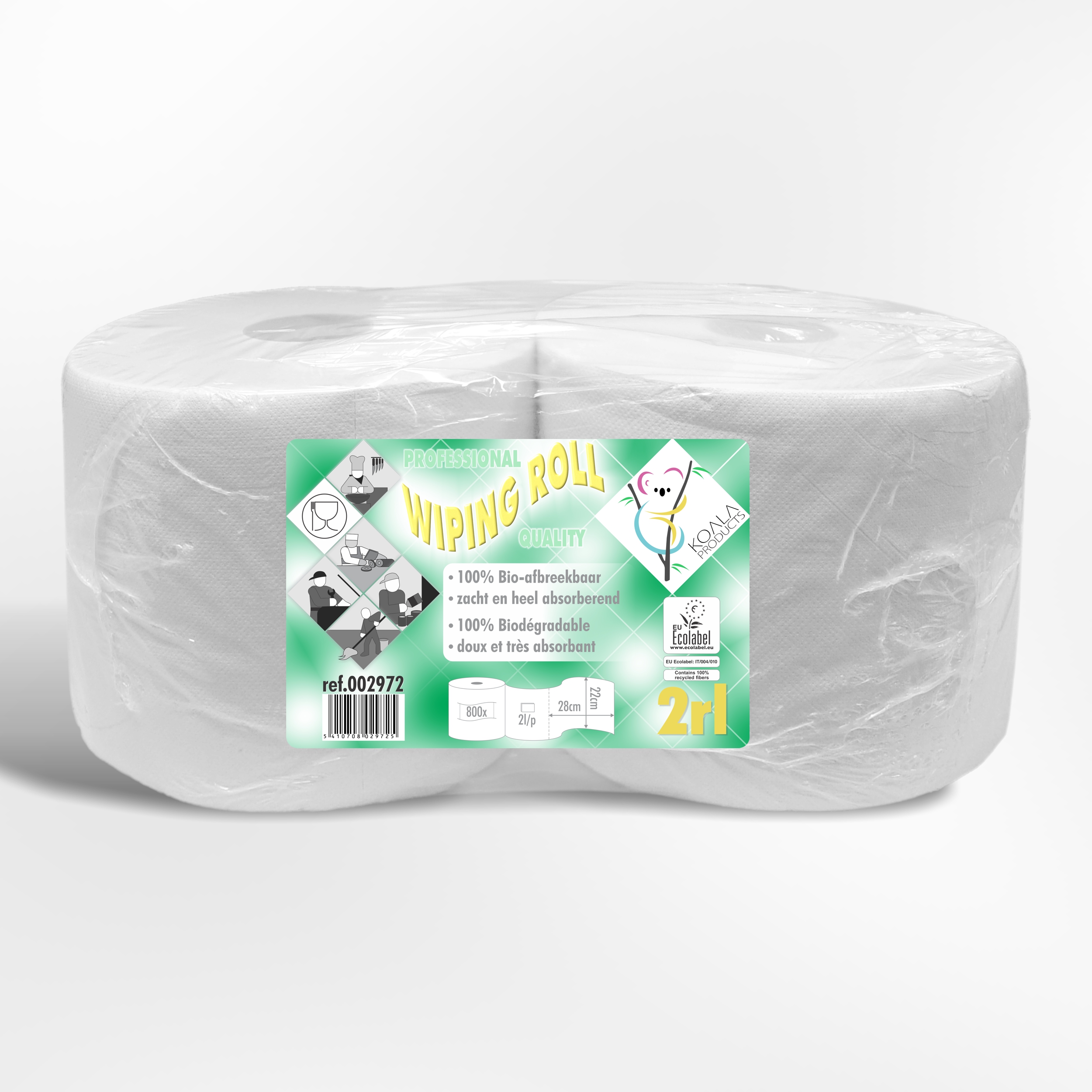 Koala Handdoekrol Industrieel 2-Laags Papier - 800 Vellen per 2 rollen