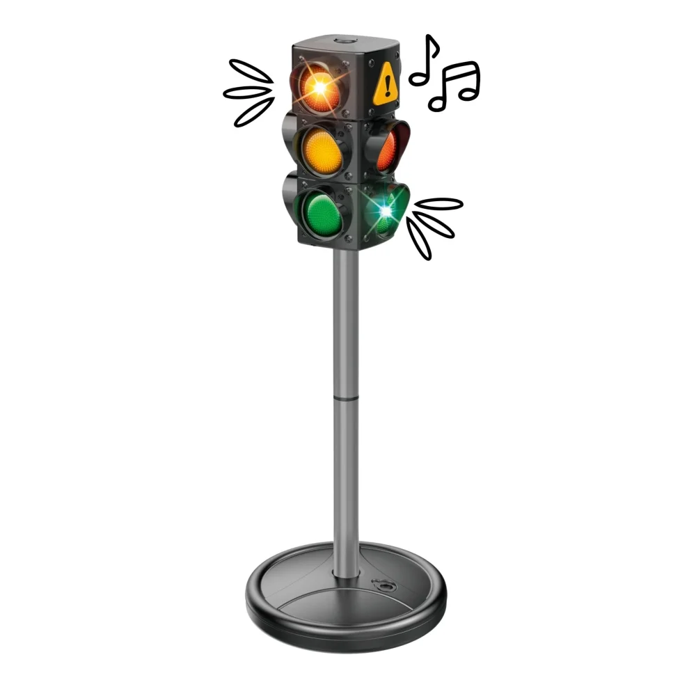 Verkeerslicht op voet 70 cm hoog, werkt echt met batterijen,