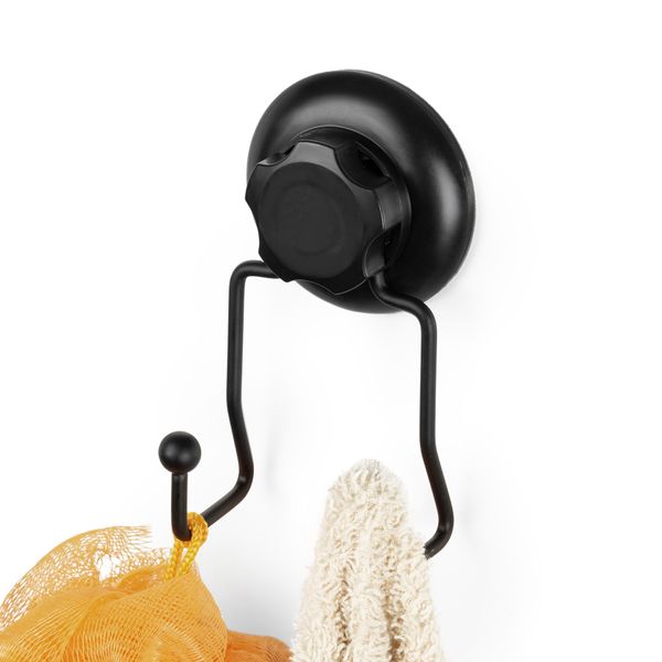 Compactor Dubbele Haak met Zuignap Bestlock Black - 7x5.5x13.5 cm - Draagkracht tot 6kg