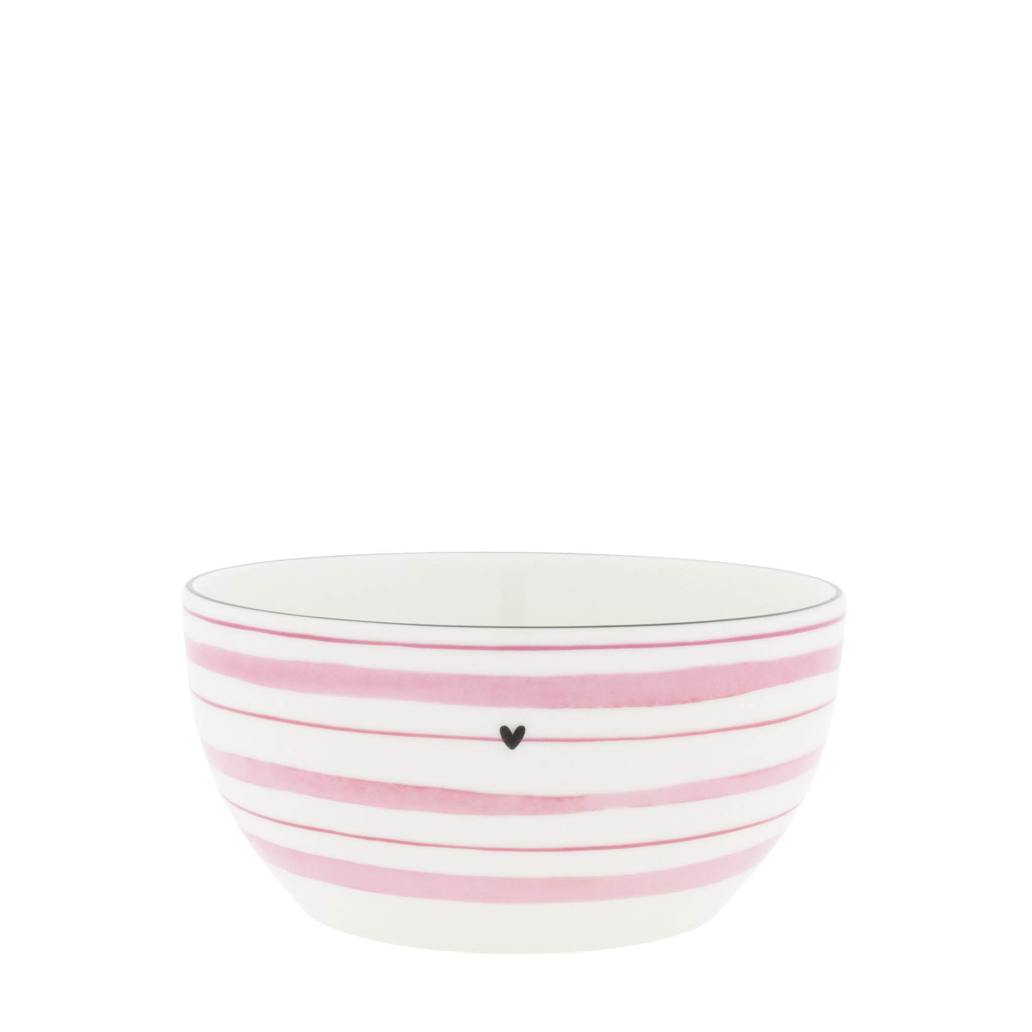 Bastion Collections Bowl White/Watercolour Rose Stripes 500ml - Keramiek - 14x7 cm