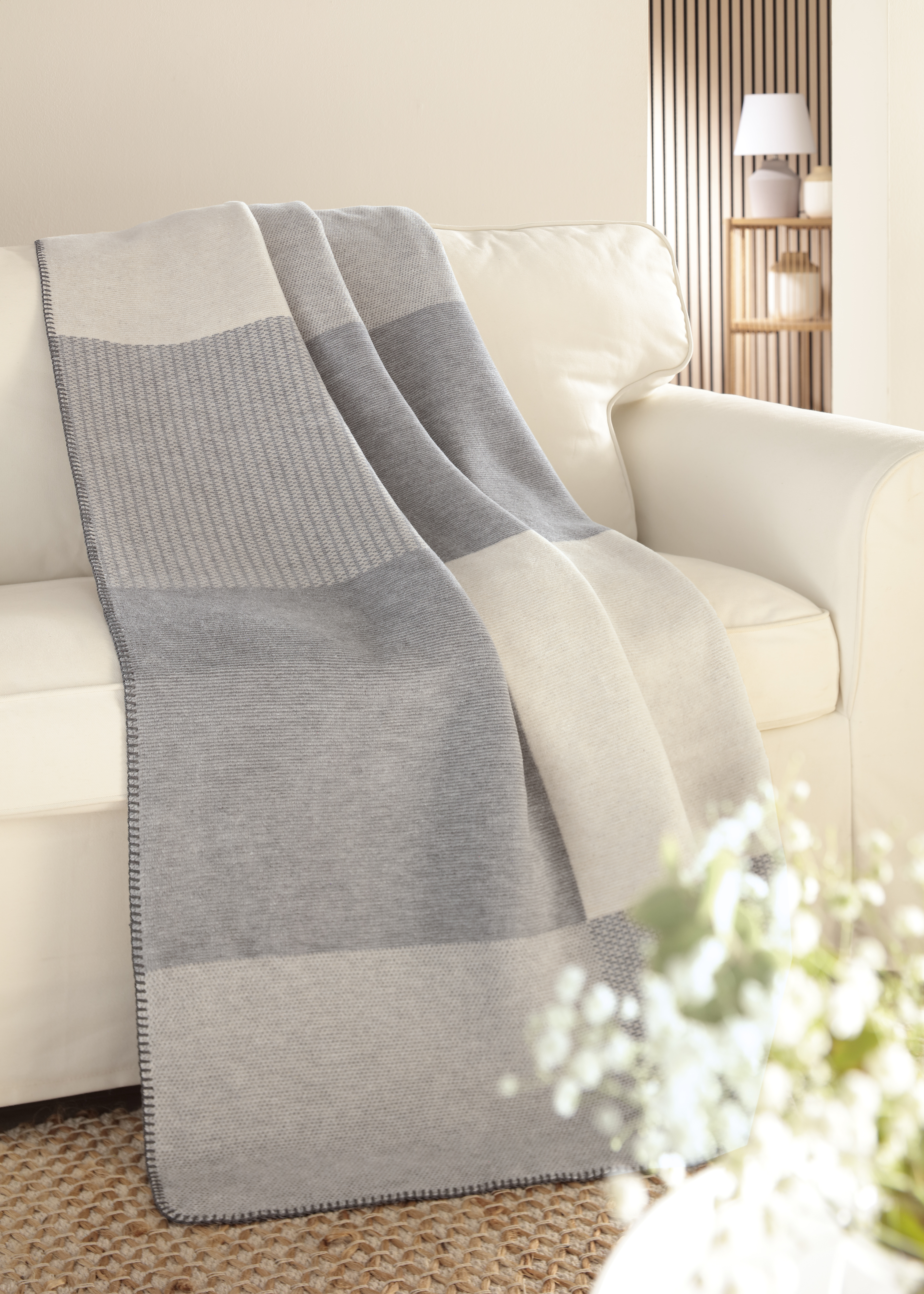 Biederlack Plaid Wohndecke Grain Check 150x200 cm