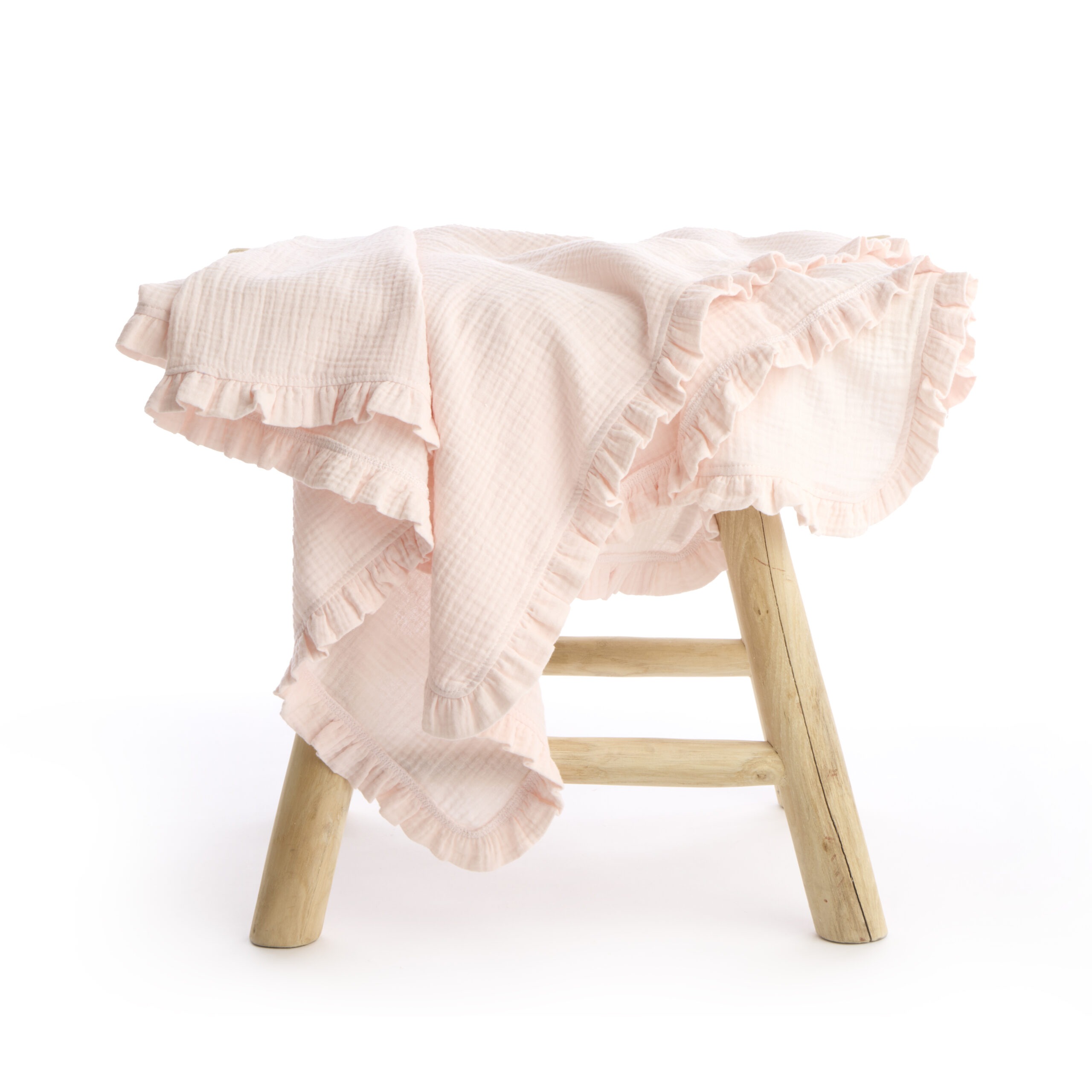 Living Nature Deken Luxe Delphine Tetra met Ruffles Peachy Pink 120x120 cm