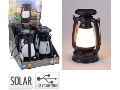 Solar Lantaarn 13x12x21 cm - IJzer/ABS - 28 leds - USB