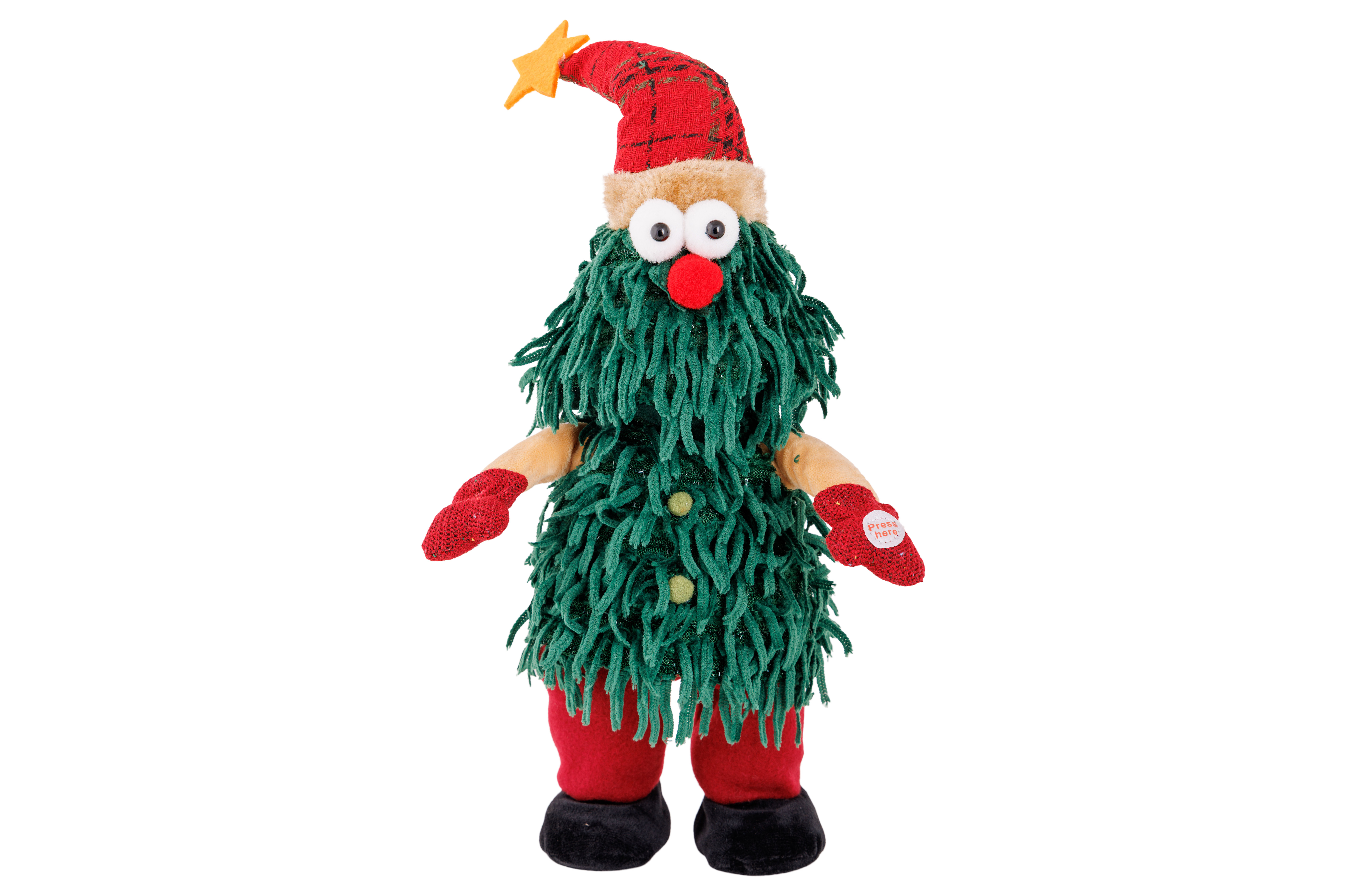Cosy@Home Kerstboommannetje Singing and Rocking - 18x13x45 cm - Rood/Groen - excl. Batterijen