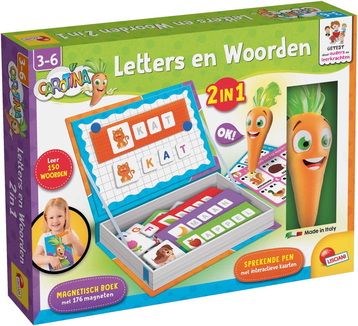 Carotina Magnetisch Spellen en Pratende Pen, 2 in 1, letters en woorden 