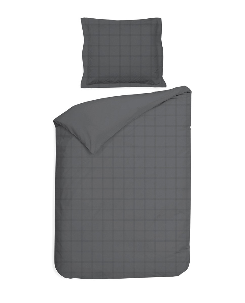 Heckettlane Dekbedovertrekset Diamante 140x220 cm - Satijn - Classic Anthracite