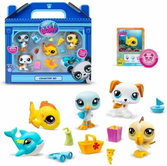 Littlest PetShop 5 pack Strandthema 5 diertjes met accessoires