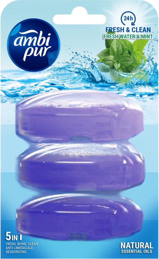 Ambi Pur Toiletblokje Refill Fresh Water&Mint 165 ml