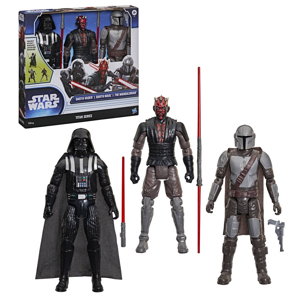 Star Wars pack met 3 figuren, Darth Vader, Darth Maul en The Mandalorian