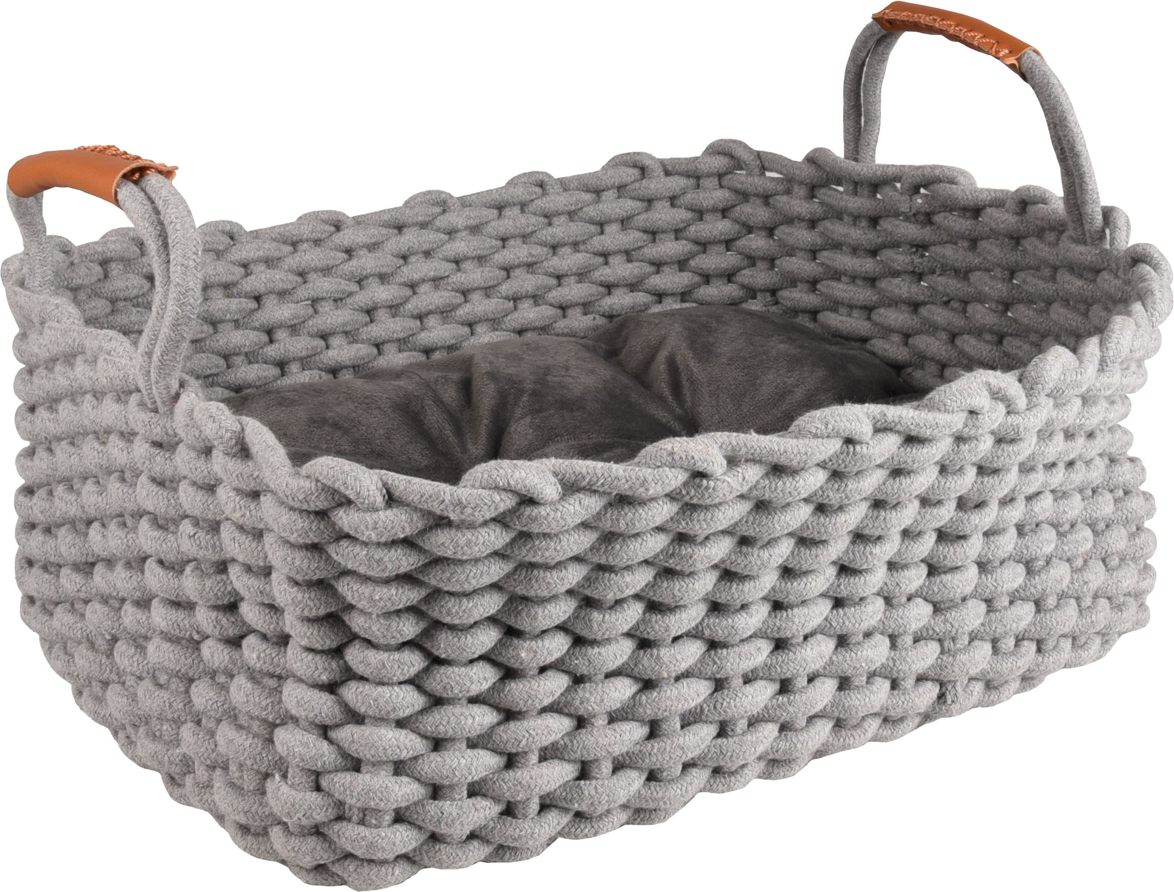 Flamingo Katten of Hondenmand Grijs 45x32 cm X H.18 cm - Met Kussen