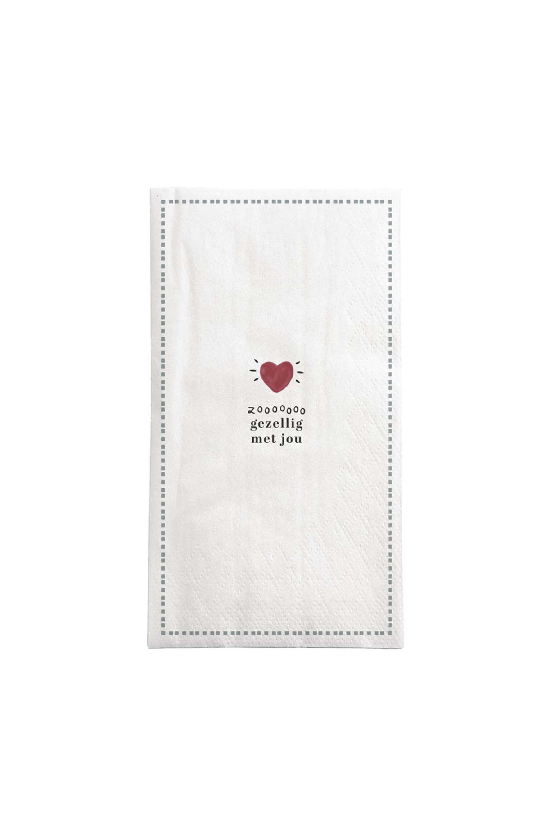 Zusss Servetten Gezellig Wit-Rood-Grijsblauw 11x20 cm - 15 stuks