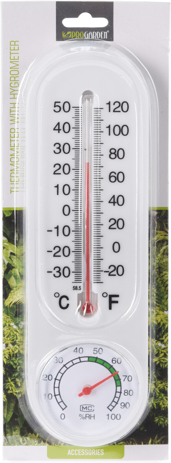 Thermometer met Hygrometer Wit 22x6 cm