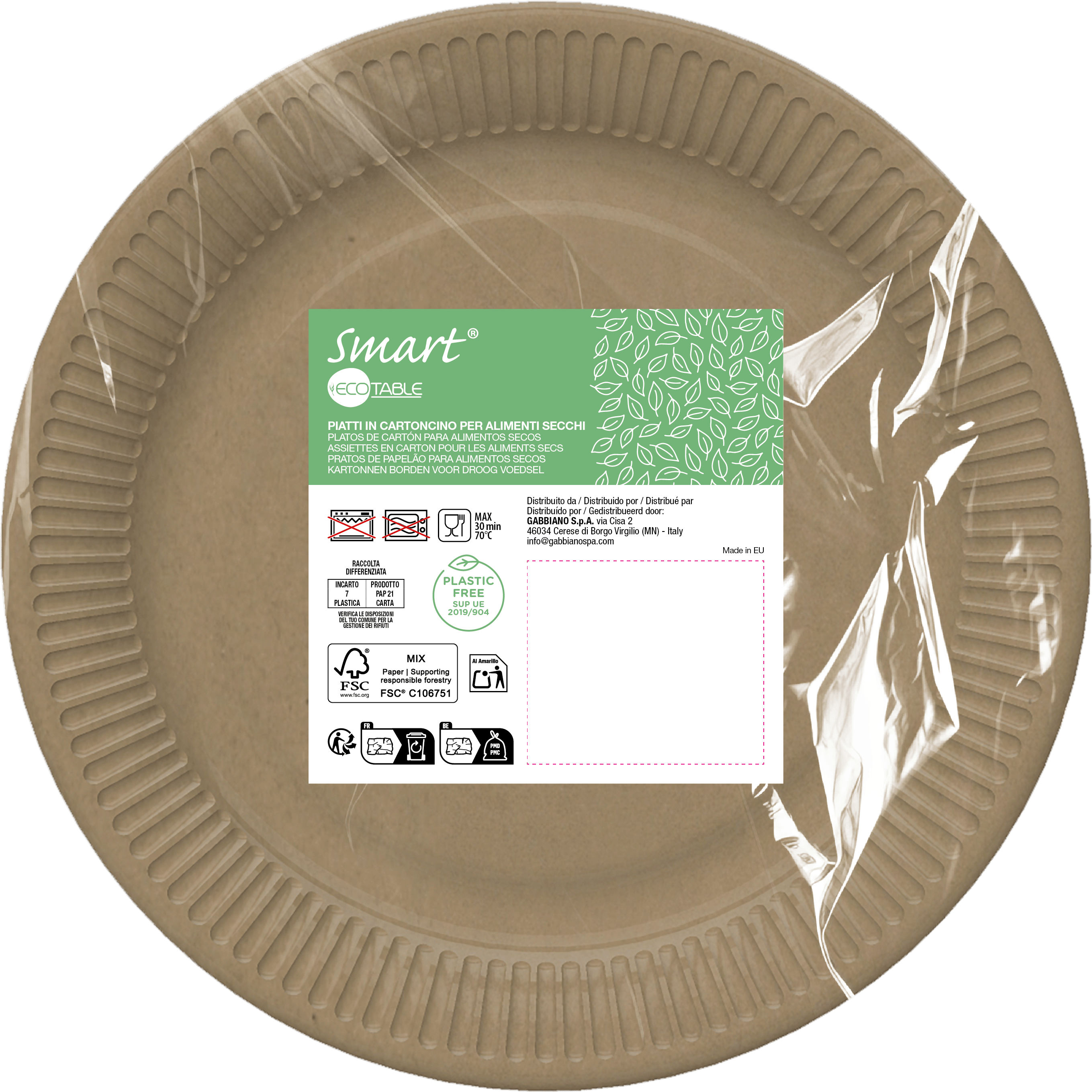 Perla Festa Bord Karton voor Droge Voeding Bruin 23cm - 30 stuks