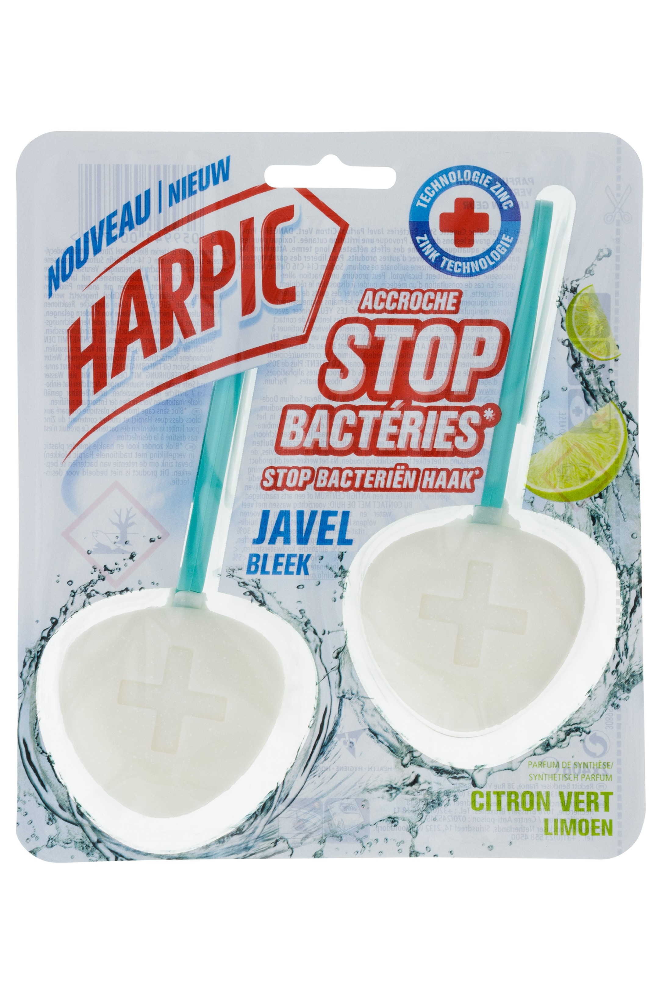 Harpic Toiletreiniger Hygienische Steen Galet Javel&Limoen - 2x40 g