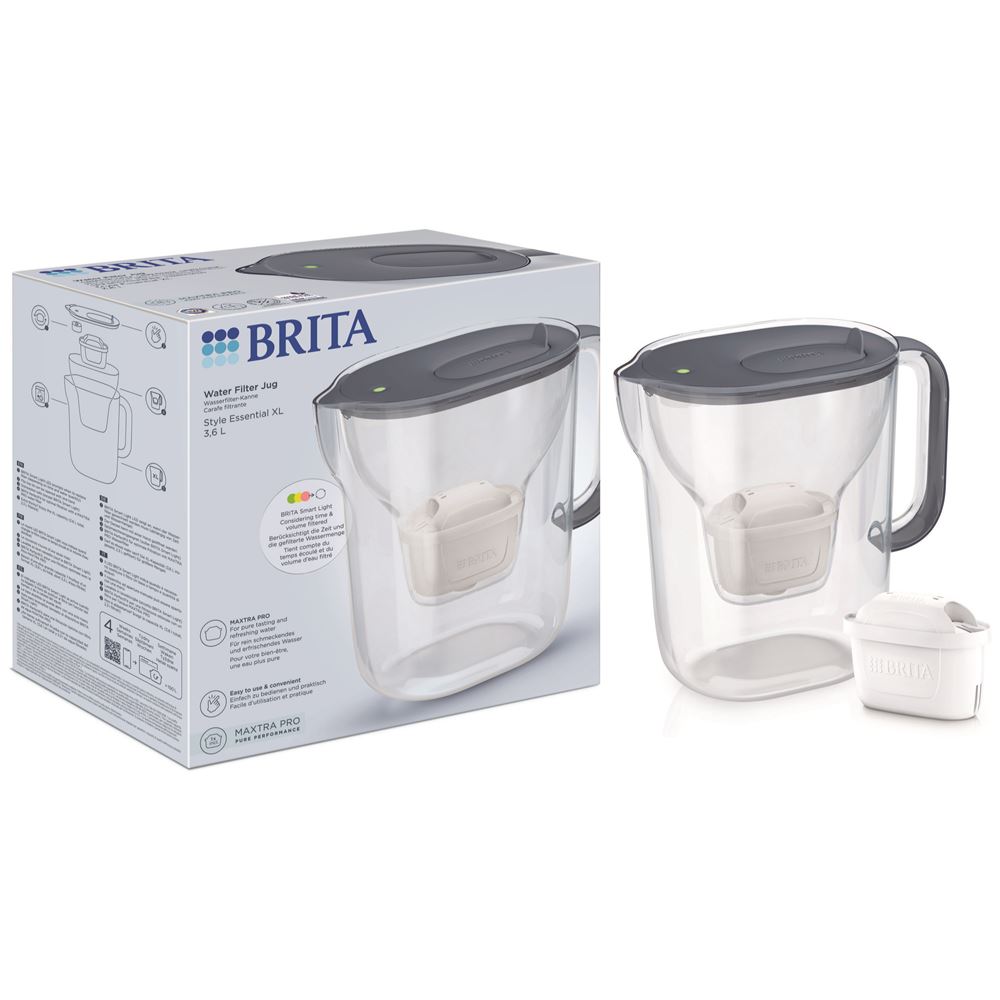 Brita Waterfilterkan Style Essential XL Stone Blue 3.6l - 24x10.5x27.3 cm