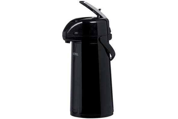Thermos Pompthermos 1.3l Zwart met Hendel - met Glazen Binnenfles