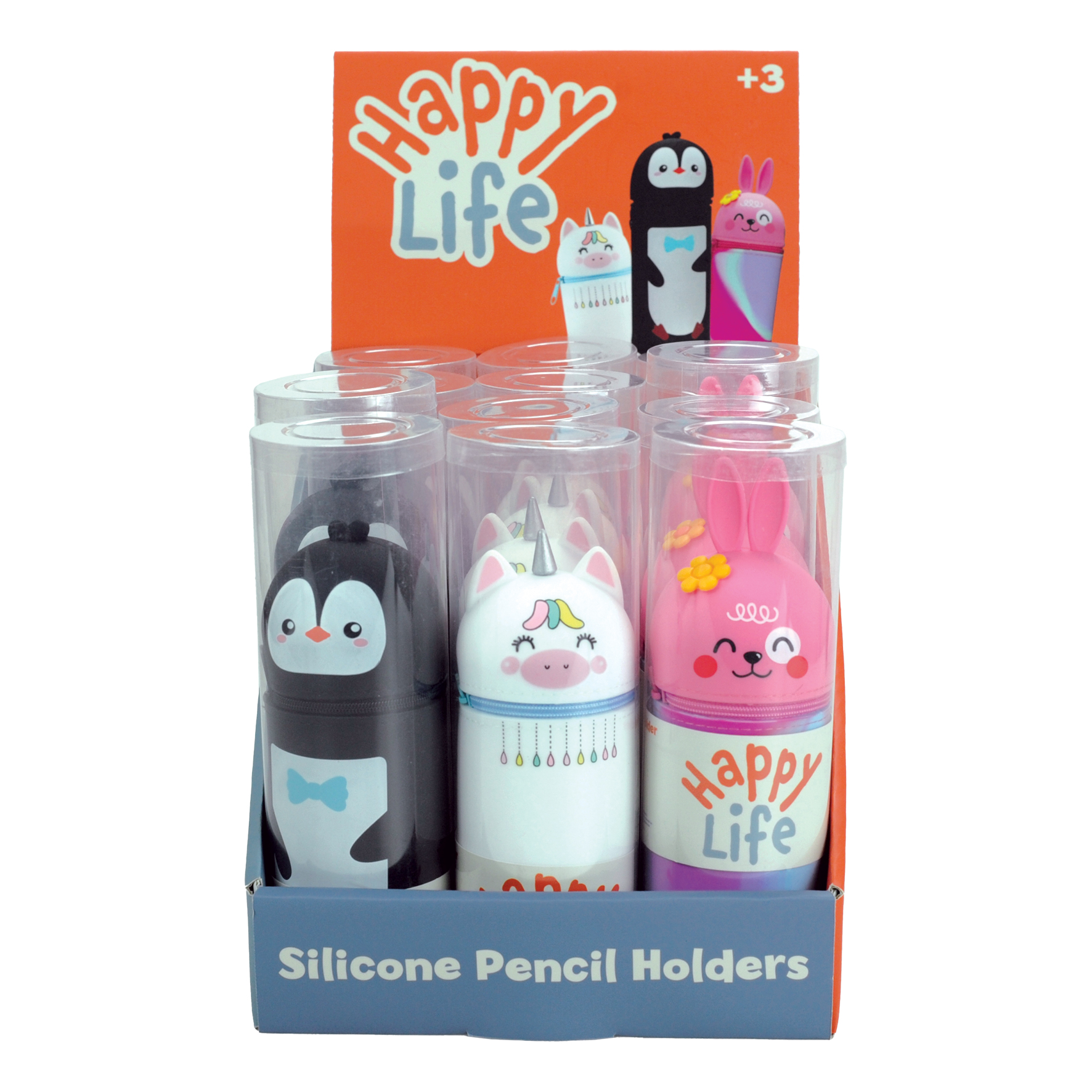 Happy Life Pennenrol Silicone Unicorn-Pinguin-Konijn - prijs per stuk