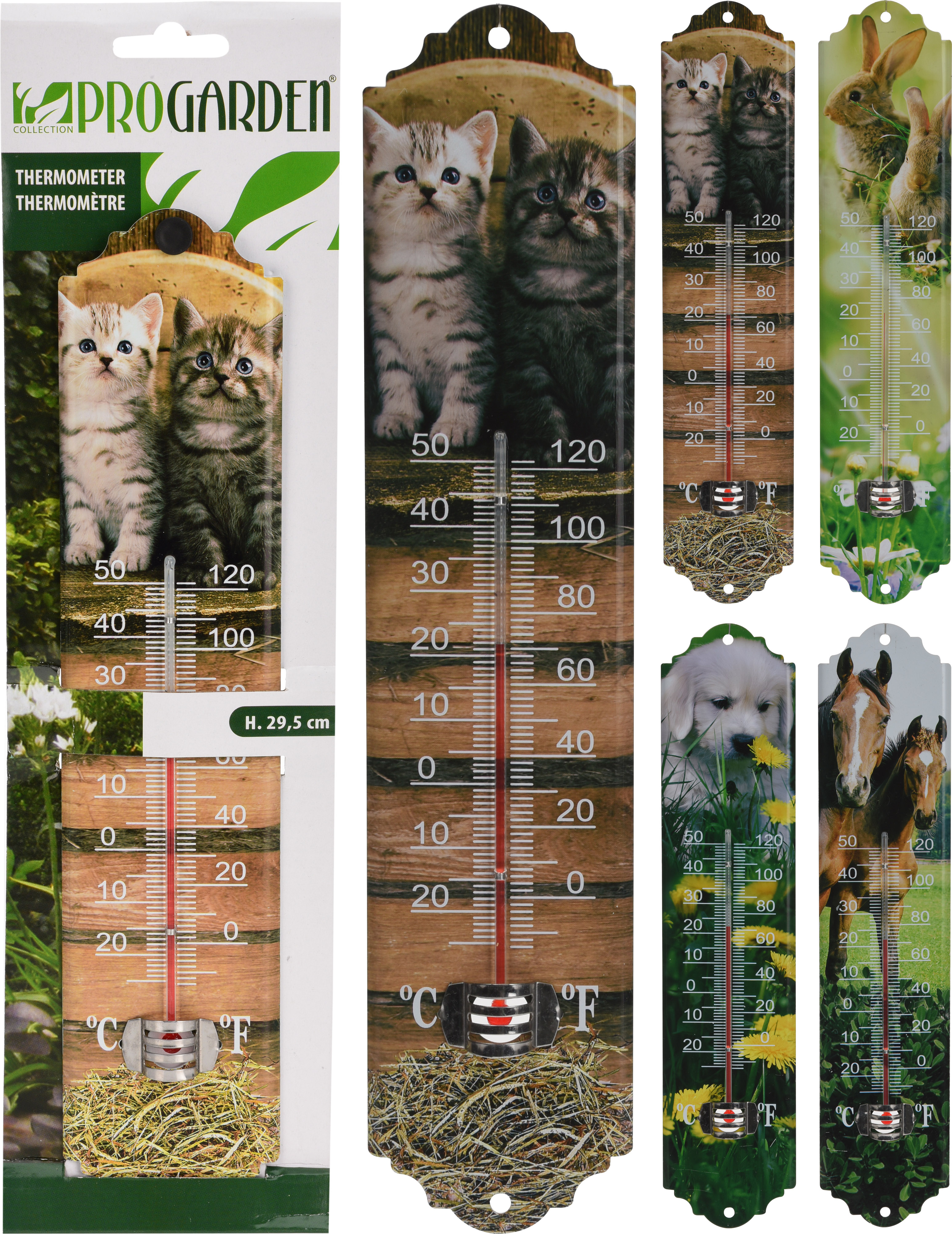 Thermometer Dier 29.5x6.5 cm - Metaal - assorti - prijs per stuk