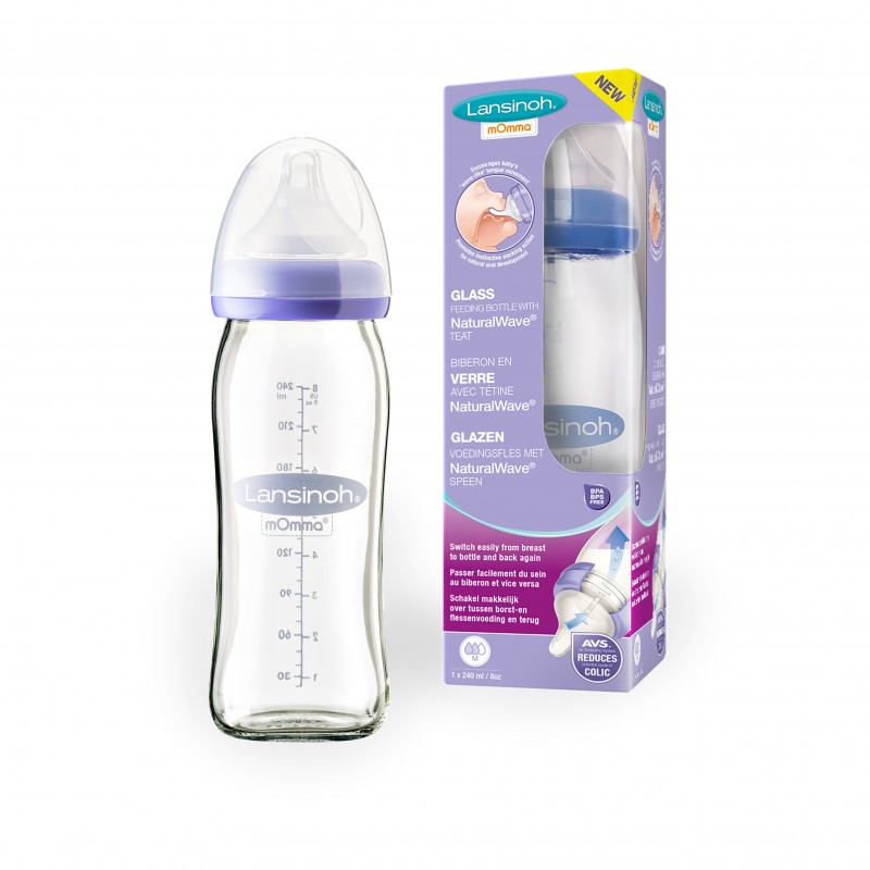 Lansinoh Zuigfles Glas Natural Wave 240 ml